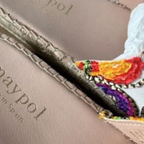 NEW Maypol Espadrille Embroidered & Sequins‎ Jute Two Band Sandals Made in Spain - Picture 4 of 7